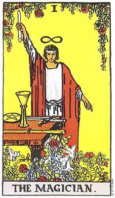 Iconic image from the Rider-Waite-Smith Tarot that dates to 1909